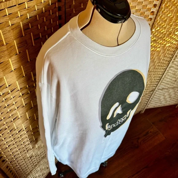 OVERSIZED white Wildfox skull sweatshirt XL - Picture 4 of 12